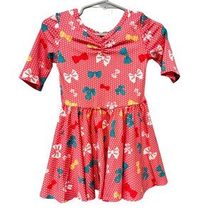 Dot Dot Smile Girls' Ballet Dress Pink White Polka Dot & Bow Print 12/24M NWT